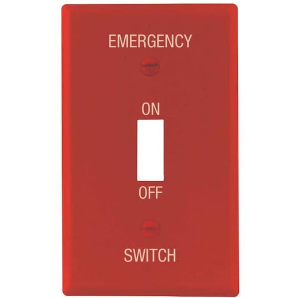 Titan3 Technology Red Smooth 1-Gang Emergency Toggle Standard Metal Wall Plate TPMSSR-T - main